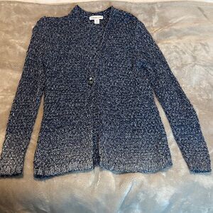 Coldwater Creek Midnight Blue Silver Knit Cardigan